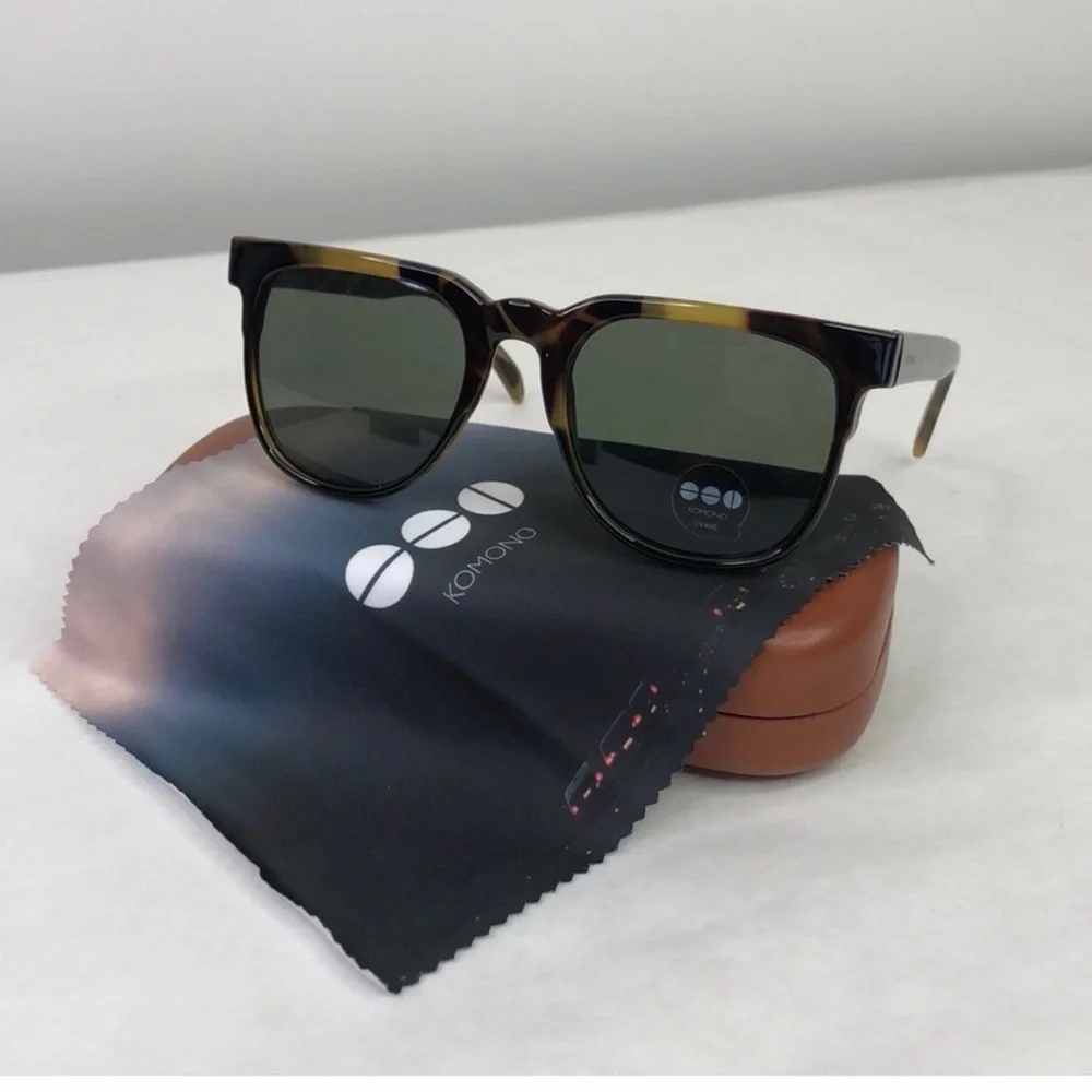 Komono Tortoise Shell Sunglasses NEW Brown w/ Green Lens Riviera Green Tortoise